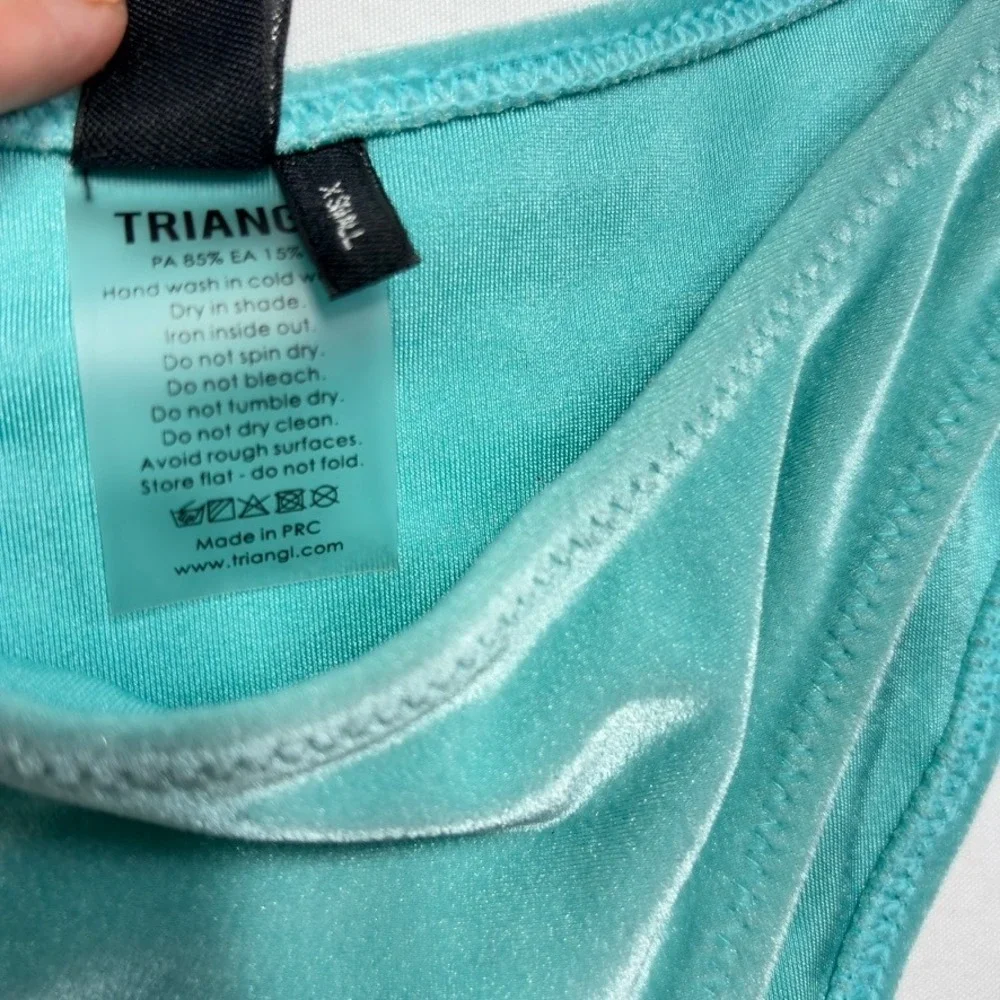 Triangl Velvet Bikini Bottoms XS Aqua Teal Swim Bottoms Top